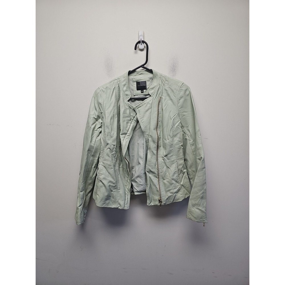 The Limited Womens Faux Mint Green Faux Leather Jacket Size Small Lined Full Zip